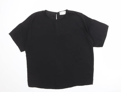 Additional front view of ASOS women’s black polyester basic blouse, size UK 8, round neck