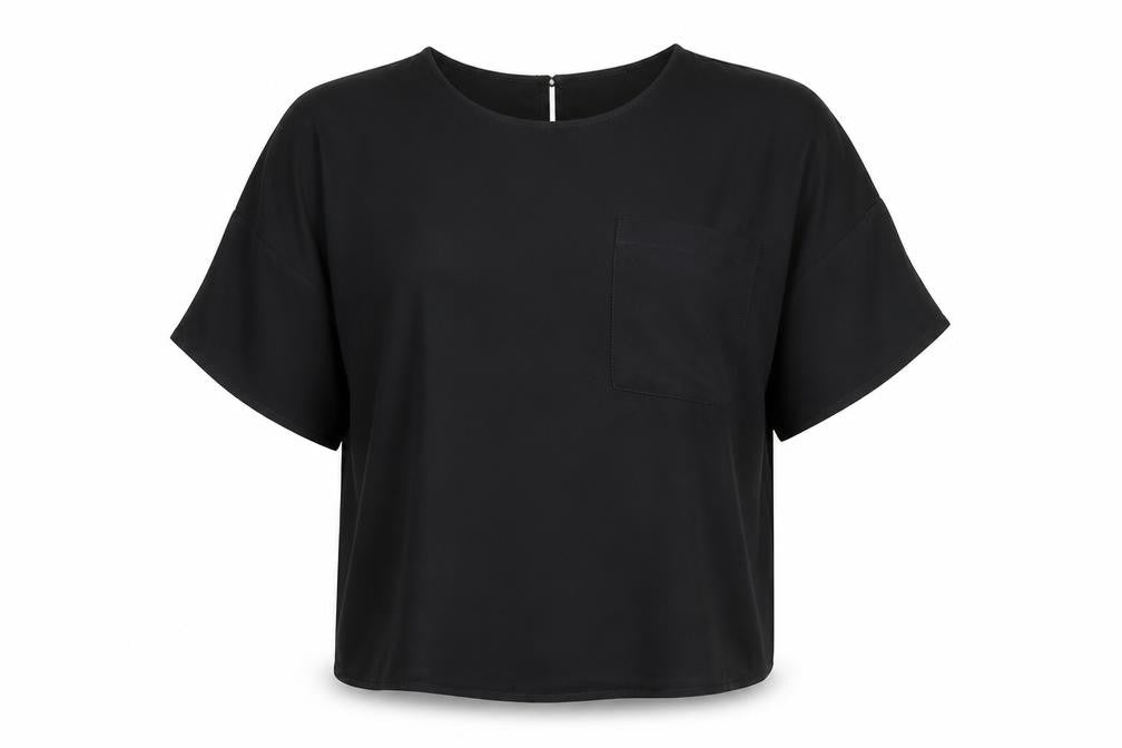 ASOS Womens Black Polyester Basic Blouse Size 8 Round Neck
