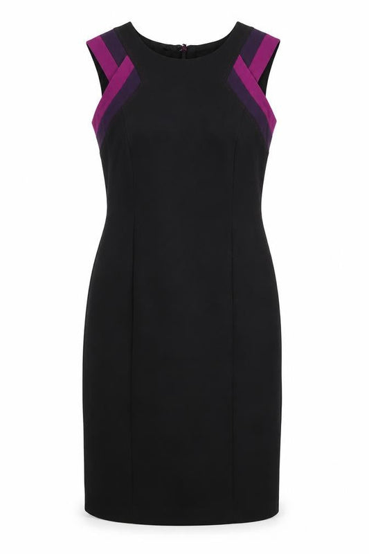 Marks & Spencer Womens Black Polyester Shift Size 10 Round Neck Zip