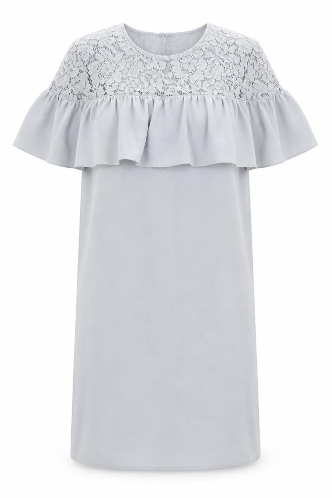H&M Womens Blue Polyester Shift Size 12 Round Neck Button - Lace Details
