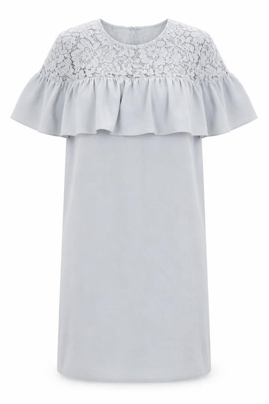H&M Womens Blue Polyester Shift Size 12 Round Neck Button - Lace Details