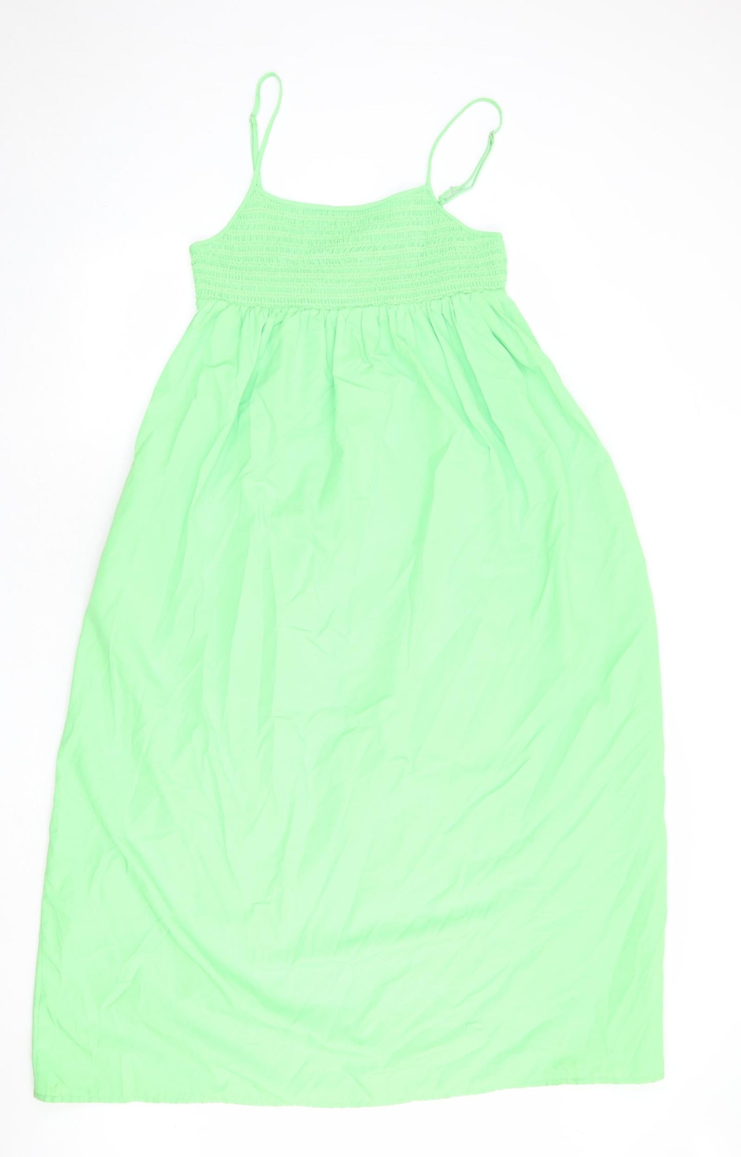 Zara Womens Green Polyester A-Line Size S Round Neck Pullover