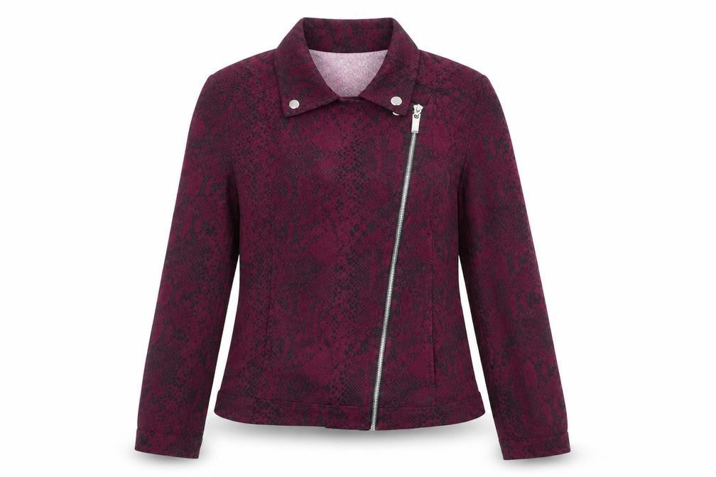 Mr Max Womens Purple Animal Print Biker Jacket Size XS Zip - Snake Print