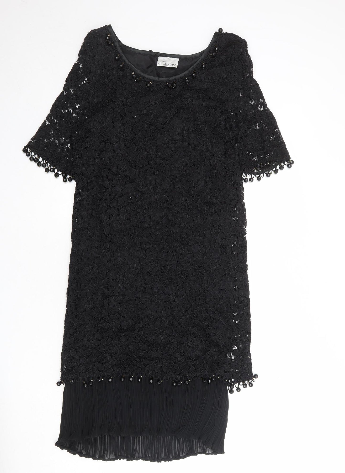 J.Taylor Womens Black Viscose A-Line Size 14 Round Neck Pullover