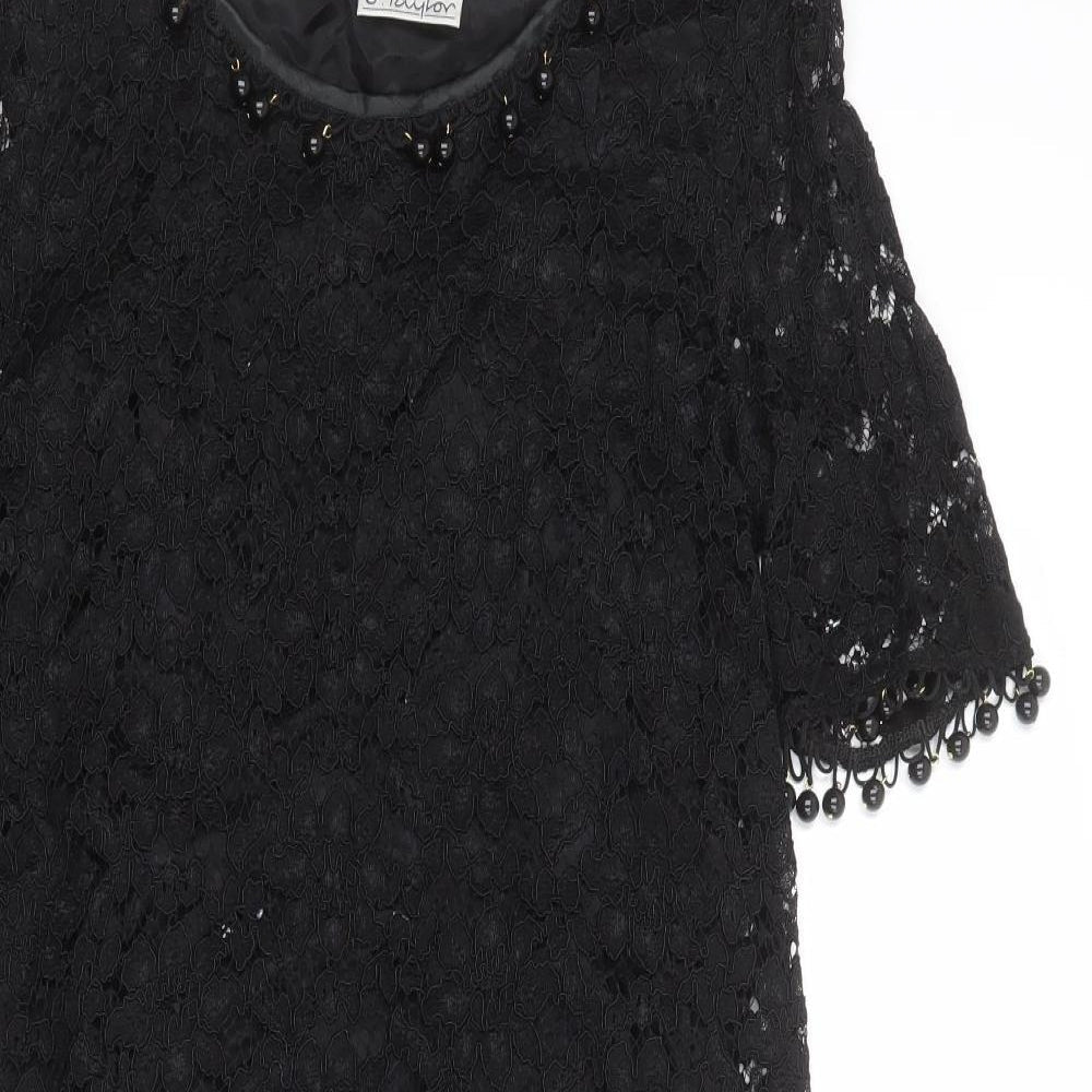 J.Taylor Womens Black Viscose A-Line Size 14 Round Neck Pullover