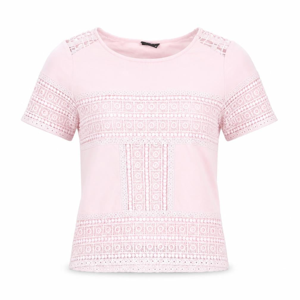 VILA Womens Pink Polyester Basic T-Shirt Size XS Round Neck