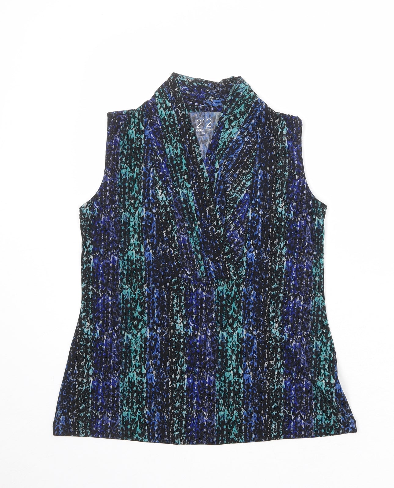 212 Collection Womens Multicoloured Geometric Polyester Basic Tank Size XS V-Neck
