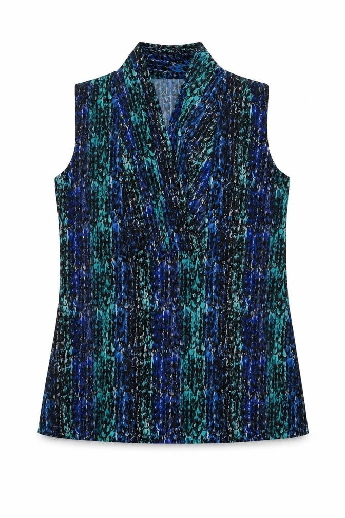 212 Collection Womens Multicoloured Geometric Polyester Basic Tank Size XS V-Neck