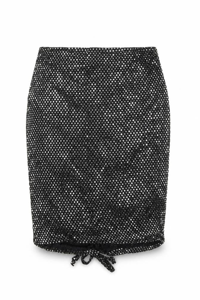 PRETTYLITTLETHING Womens Black Geometric Nylon Bandage Skirt Size 6