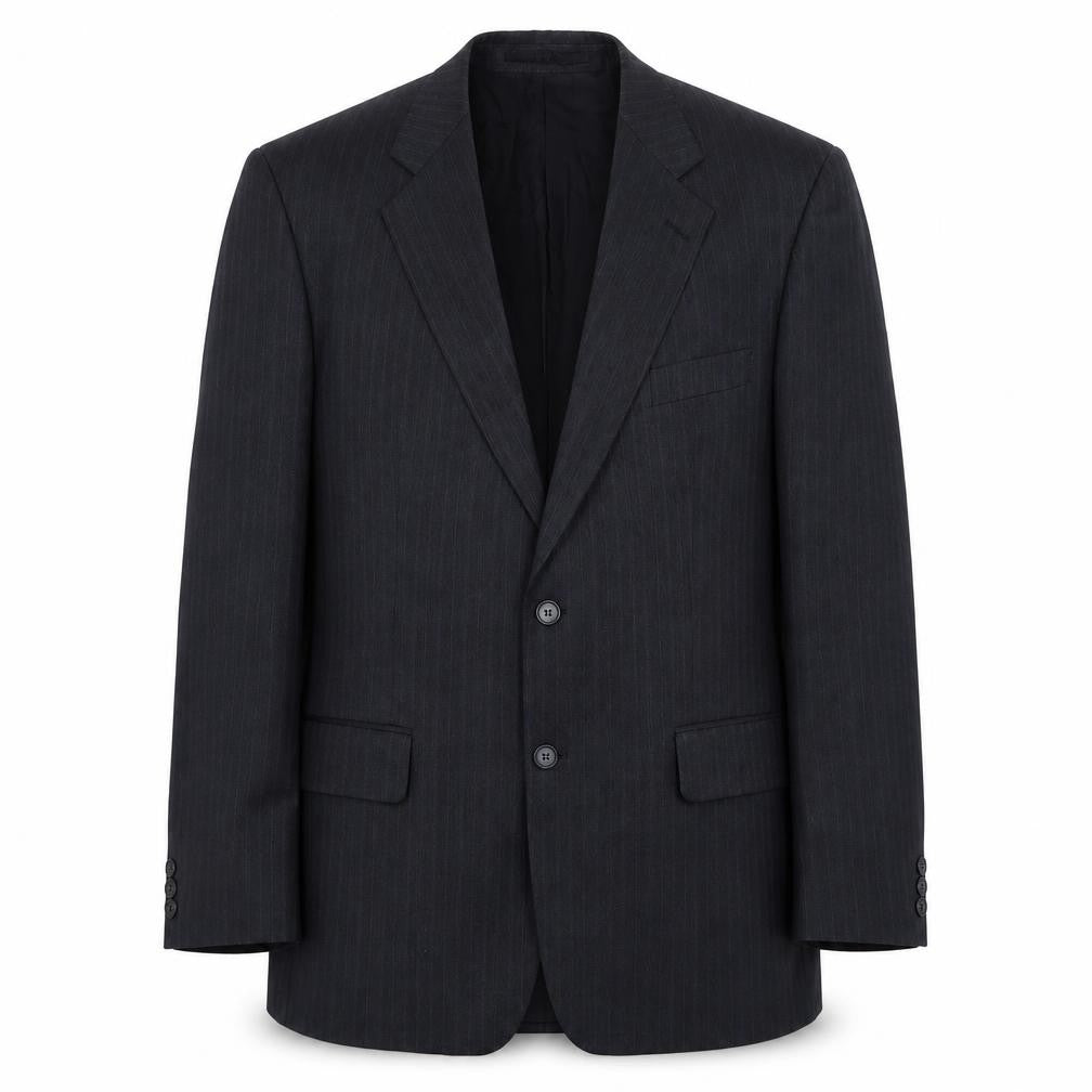 Marks & Spencer Mens Grey Striped Polyester Jacket Suit Jacket Size 42 Regular