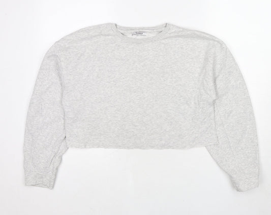 Zara Womens Grey Polyester Pullover Sweatshirt Size L Pullover