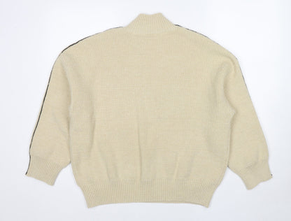 DAZY Womens Beige High Neck Acrylic Pullover Jumper Size L