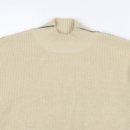 DAZY Womens Beige High Neck Acrylic Pullover Jumper Size L
