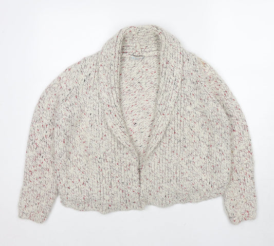 Marks and Spencer Womens White V-Neck Acrylic Cardigan Jumper Size 12