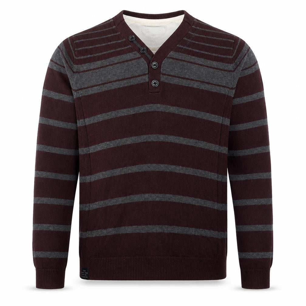 NEXT Mens Red V-Neck Striped Polyester Pullover Jumper Size M Long Sleeve