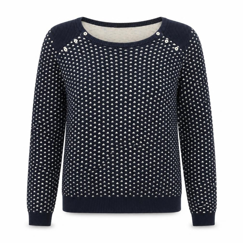 Maison Scotch Womens Black Round Neck Geometric Cotton Pullover Jumper Size S