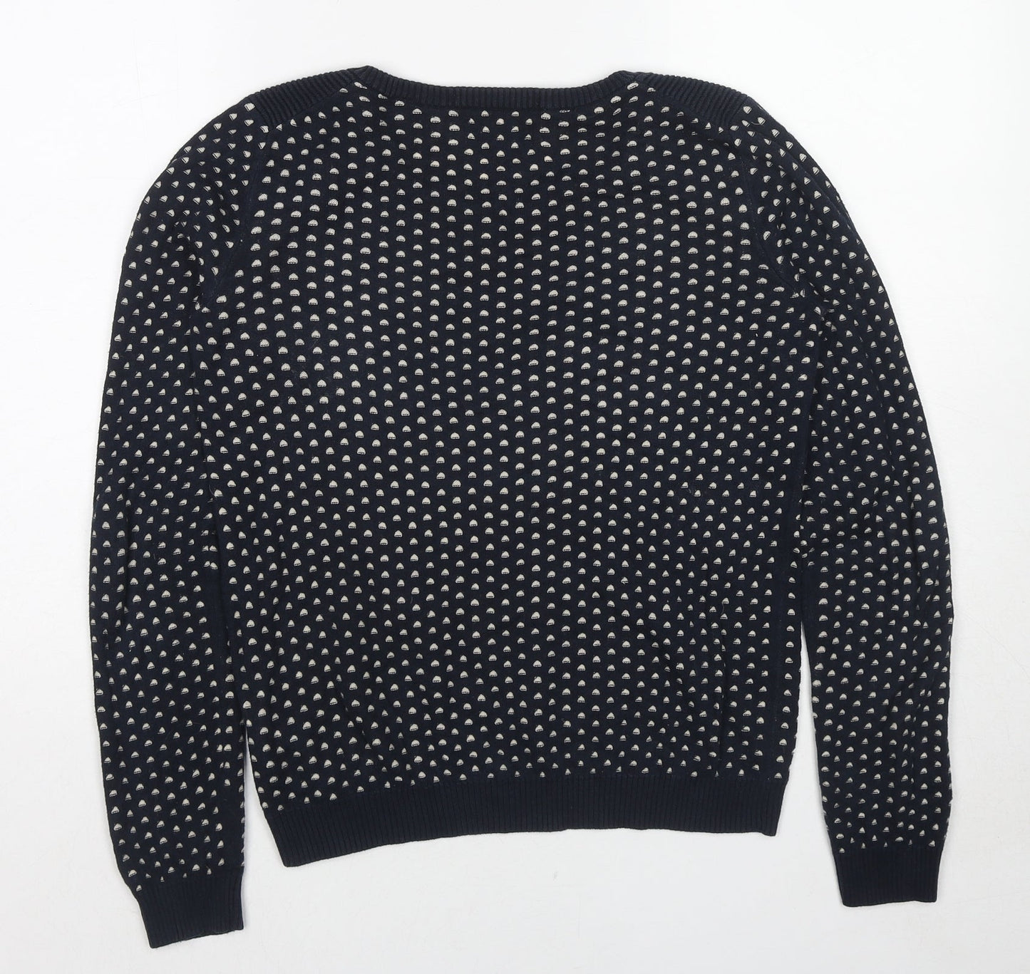 Maison Scotch Womens Black Round Neck Geometric Cotton Pullover Jumper Size S