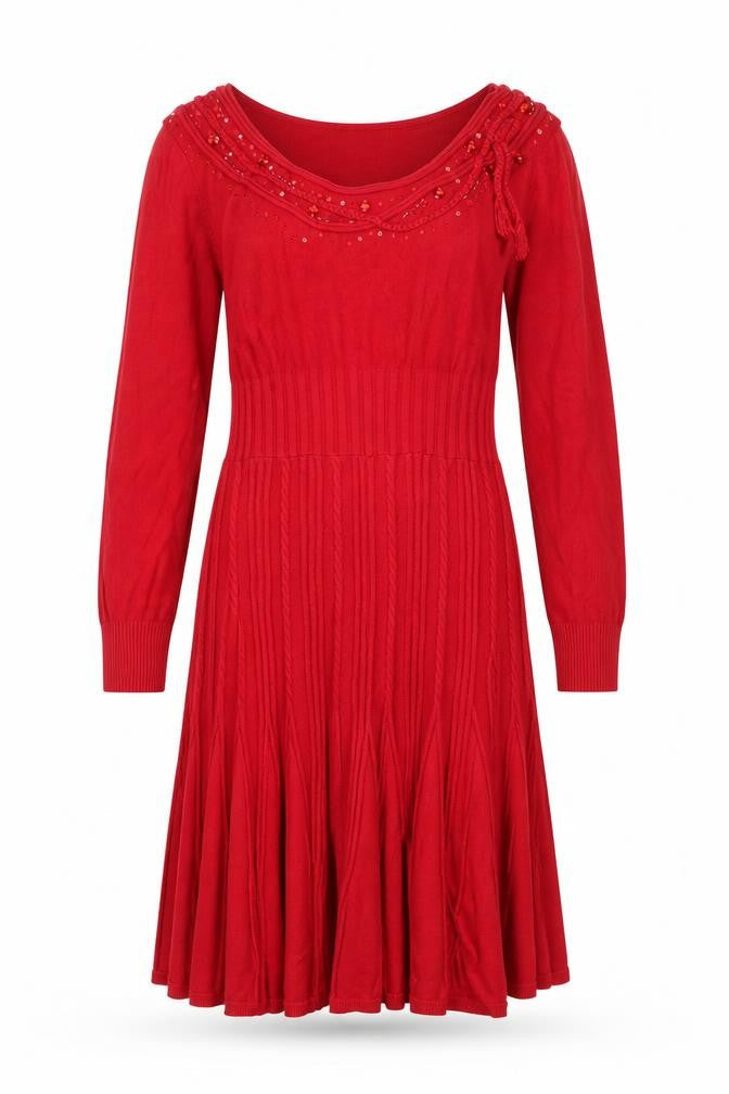 Per Una Womens Red Viscose A-Line Size 12 Round Neck Pullover
