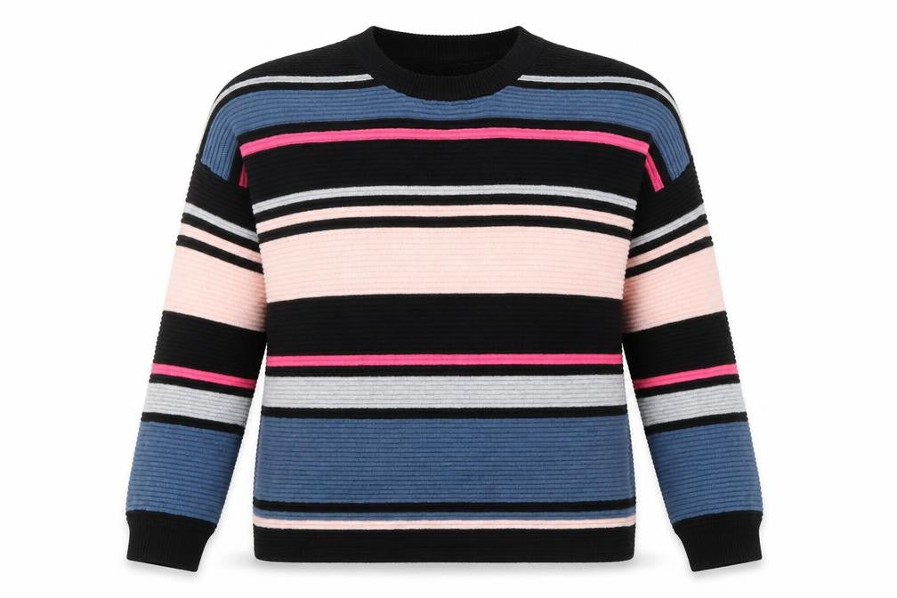 H&M Womens Multicoloured Round Neck Striped Cotton Pullover Jumper Size S