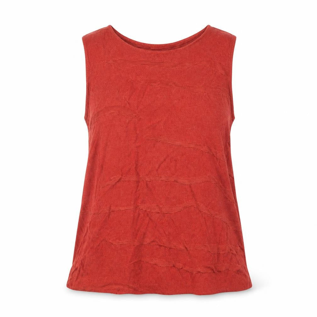 Platinum Womens Red Viscose Basic Tank Size L Boat Neck