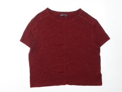 Marks & Spencer Womens Red Polyester Basic T-Shirt Size L Round Neck
