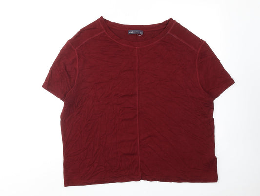 Marks and Spencer Womens Red Polyester Basic T-Shirt Size L Round Neck