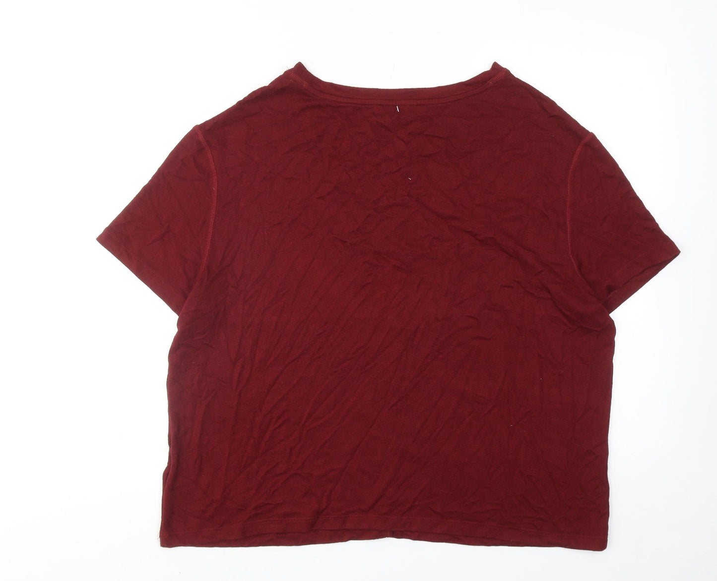 Marks and Spencer Womens Red Polyester Basic T-Shirt Size L Round Neck