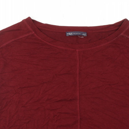 Marks & Spencer Womens Red Polyester Basic T-Shirt Size L Round Neck