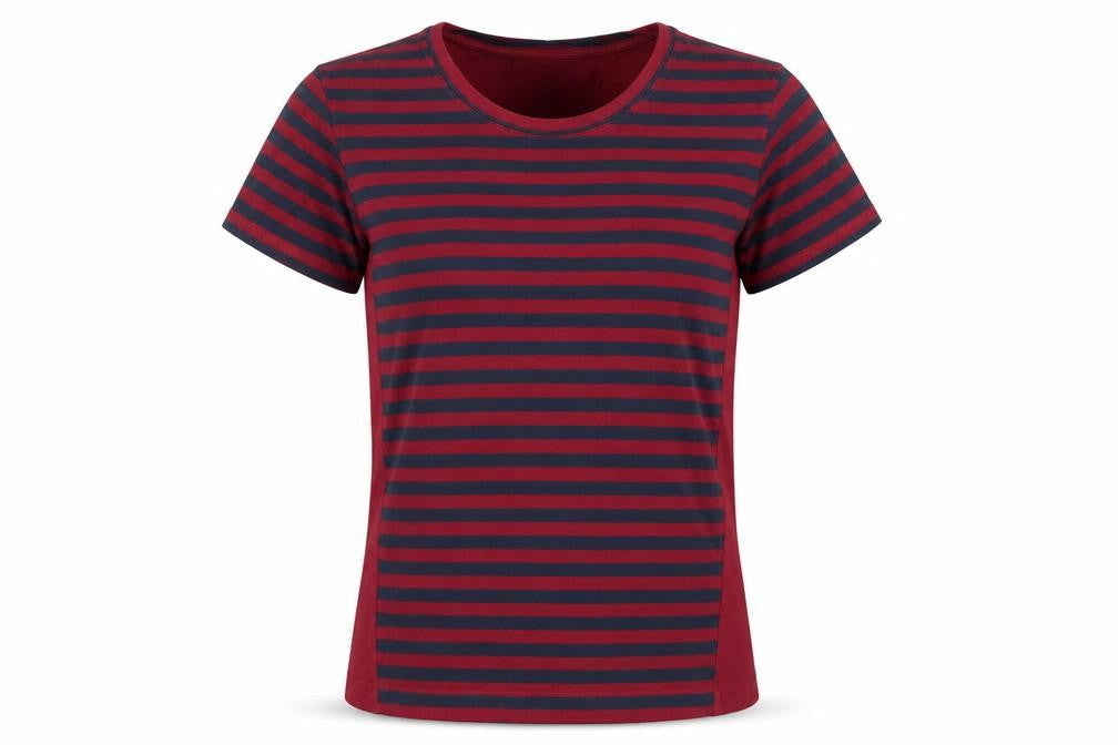 Finery Womens Red Striped Cotton Basic T-Shirt Size 10 Round Neck