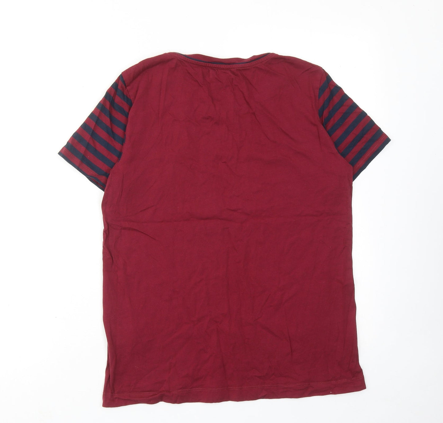 Finery Womens Red Striped Cotton Basic T-Shirt Size 10 Round Neck