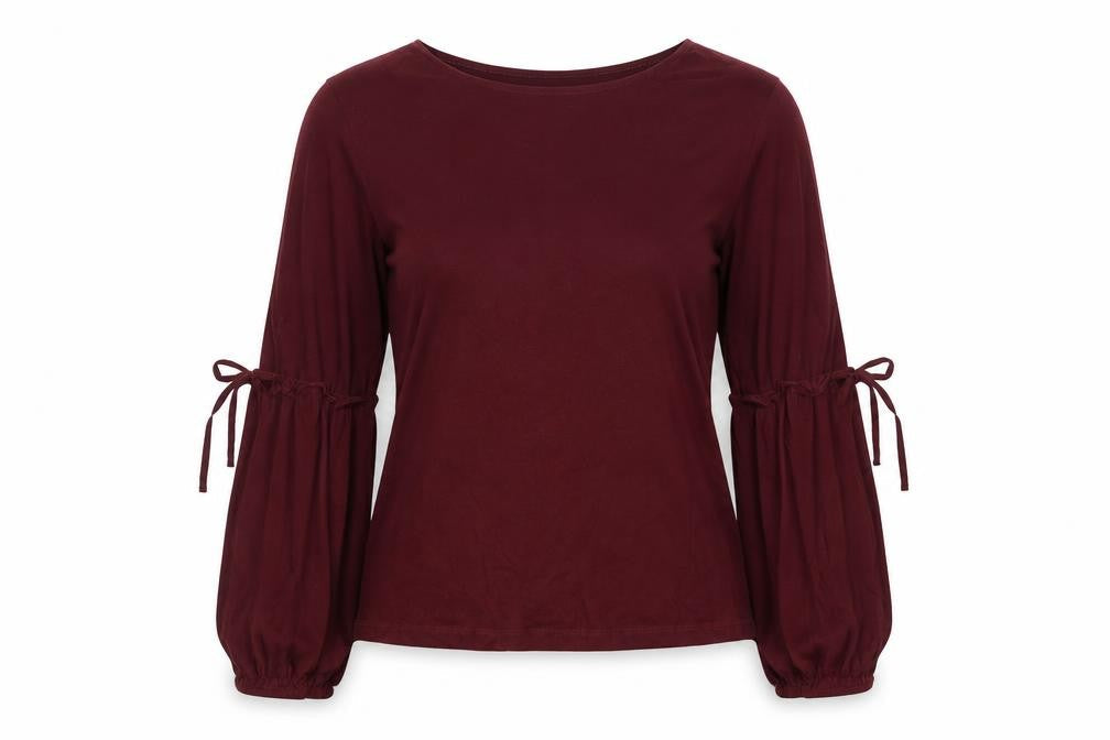 New Look Womens Red Cotton Basic Blouse Size 10 Round Neck