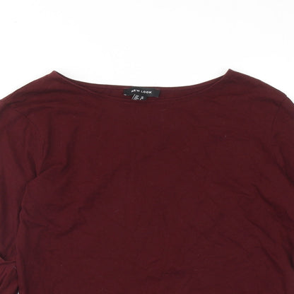 New Look Womens Red Cotton Basic Blouse Size 10 Round Neck