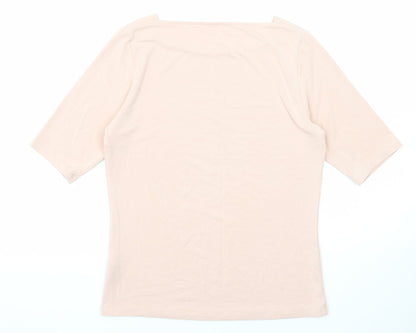 Back view of Autograph women’s pink modal basic t-shirt, size UK 10, square neck