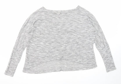 Back view of Only women’s grey round neck viscose jumper, size L