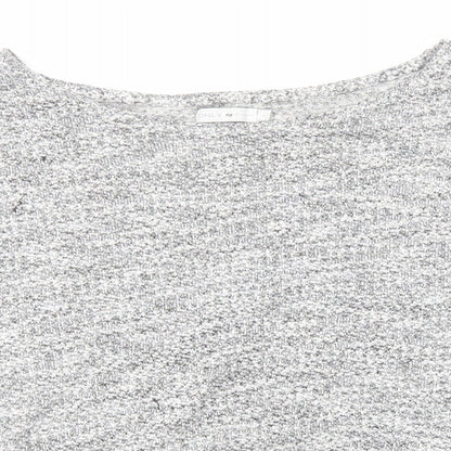 Close-up detail of Only women’s grey round neck viscose jumper, size L