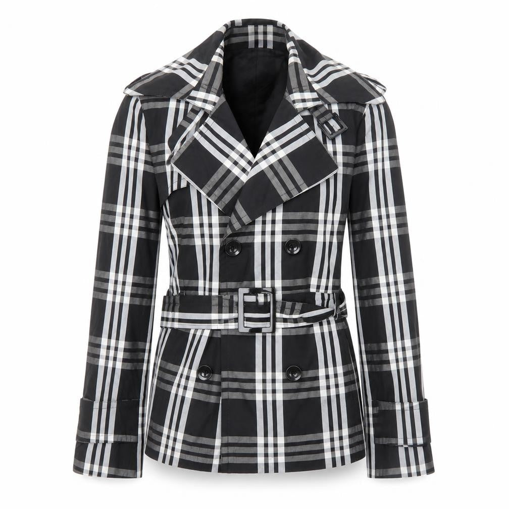 Zara Womens Black Plaid Jacket Size L Button