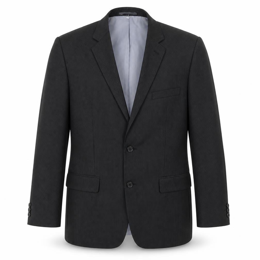 BHS Mens Black Striped Polyester Jacket Suit Jacket Size 44 Regular