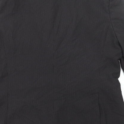 BHS Mens Black Striped Polyester Jacket Suit Jacket Size 44 Regular
