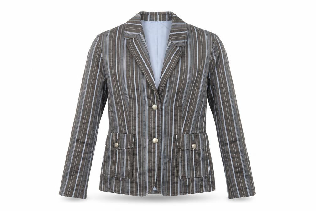 Taifun Womens Grey Striped Polyester Jacket Suit Jacket Size 14