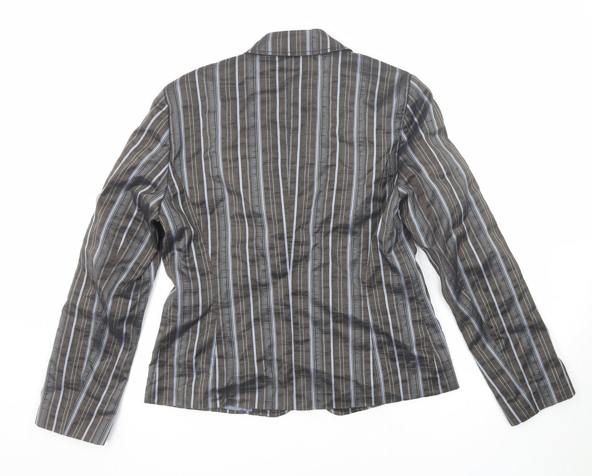 Taifun Womens Grey Striped Polyester Jacket Suit Jacket Size 14