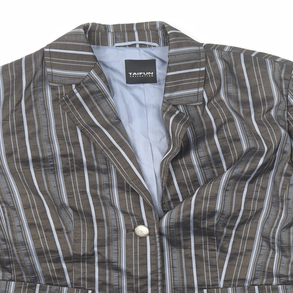 Taifun Womens Grey Striped Polyester Jacket Suit Jacket Size 14