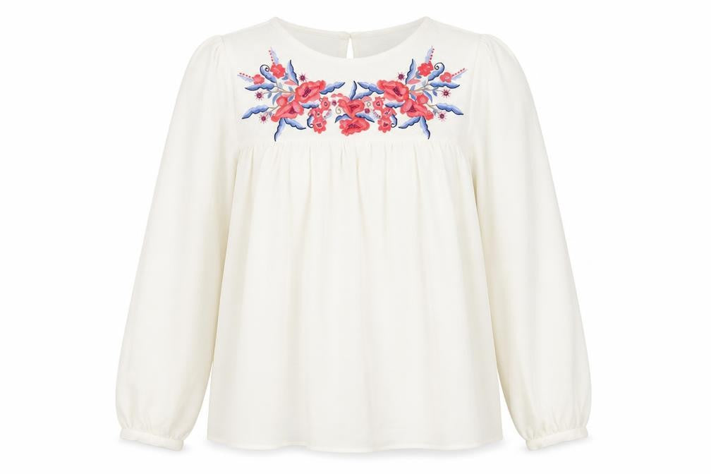Dorothy Perkins Womens Ivory Polyester Basic Blouse Size 6 Boat Neck - Flower Motif