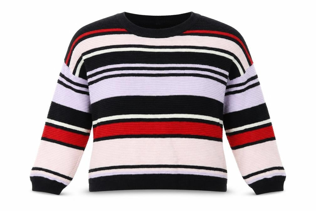 H&M Womens Multicoloured Round Neck Striped Cotton Pullover Jumper Size M