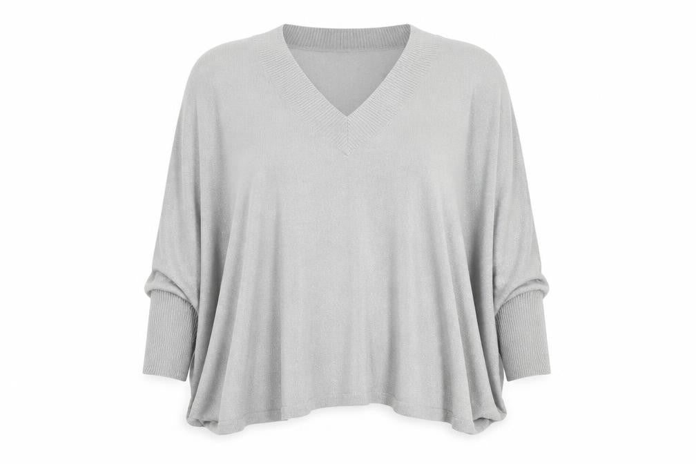 Kaleidoscope Womens Grey V-Neck Acrylic Pullover Jumper Size M - Size M-L