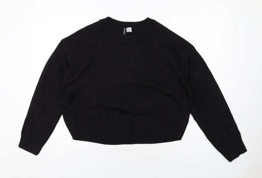 H&M Womens Black Round Neck Acrylic Pullover Jumper Size S