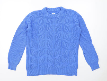 John Lewis Womens Blue Round Neck Nylon Pullover Jumper Size 8