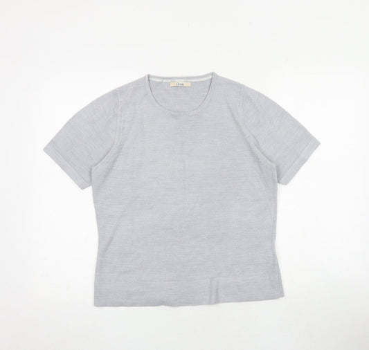 Classic Womens Grey Round Neck Acrylic Pullover Jumper Size 14