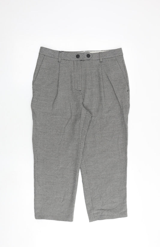 Marks and Spencer Womens Grey Geometric Polyester Trousers Size 12 Regular Zip
