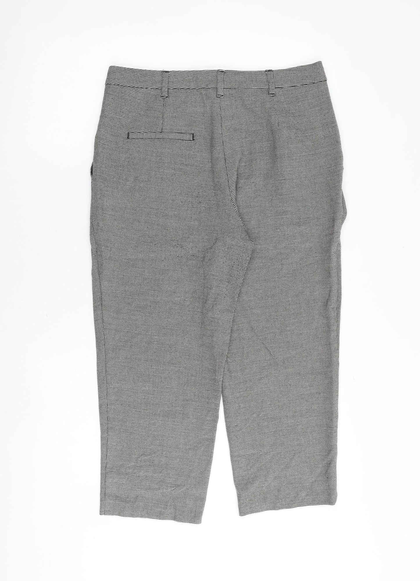 Marks and Spencer Womens Grey Geometric Polyester Trousers Size 12 Regular Zip