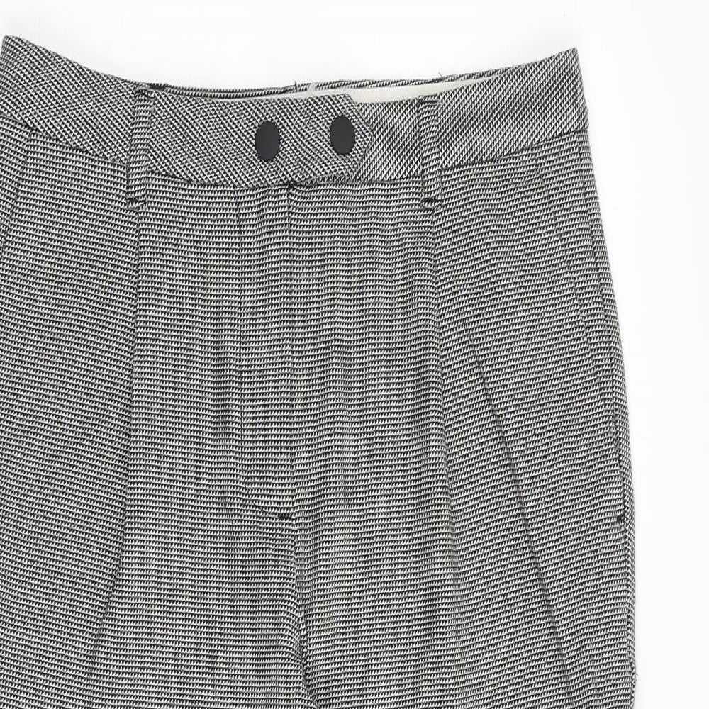 Marks and Spencer Womens Grey Geometric Polyester Trousers Size 12 Regular Zip